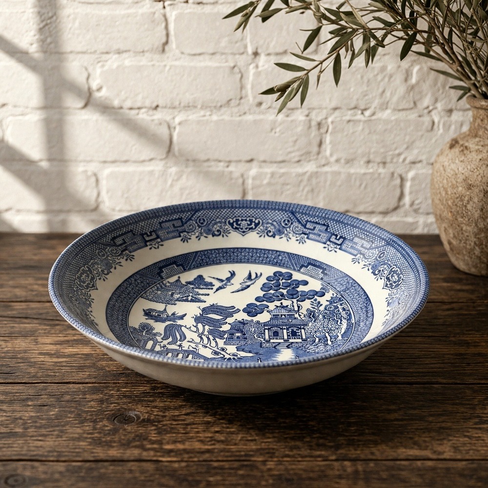 Churchill England Blue Willow Bowl Transferware Chinoiserie Grandmillennial